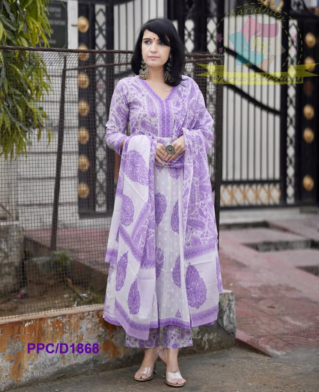 Pure Cotton Mughal Butta Anarkali Kurti