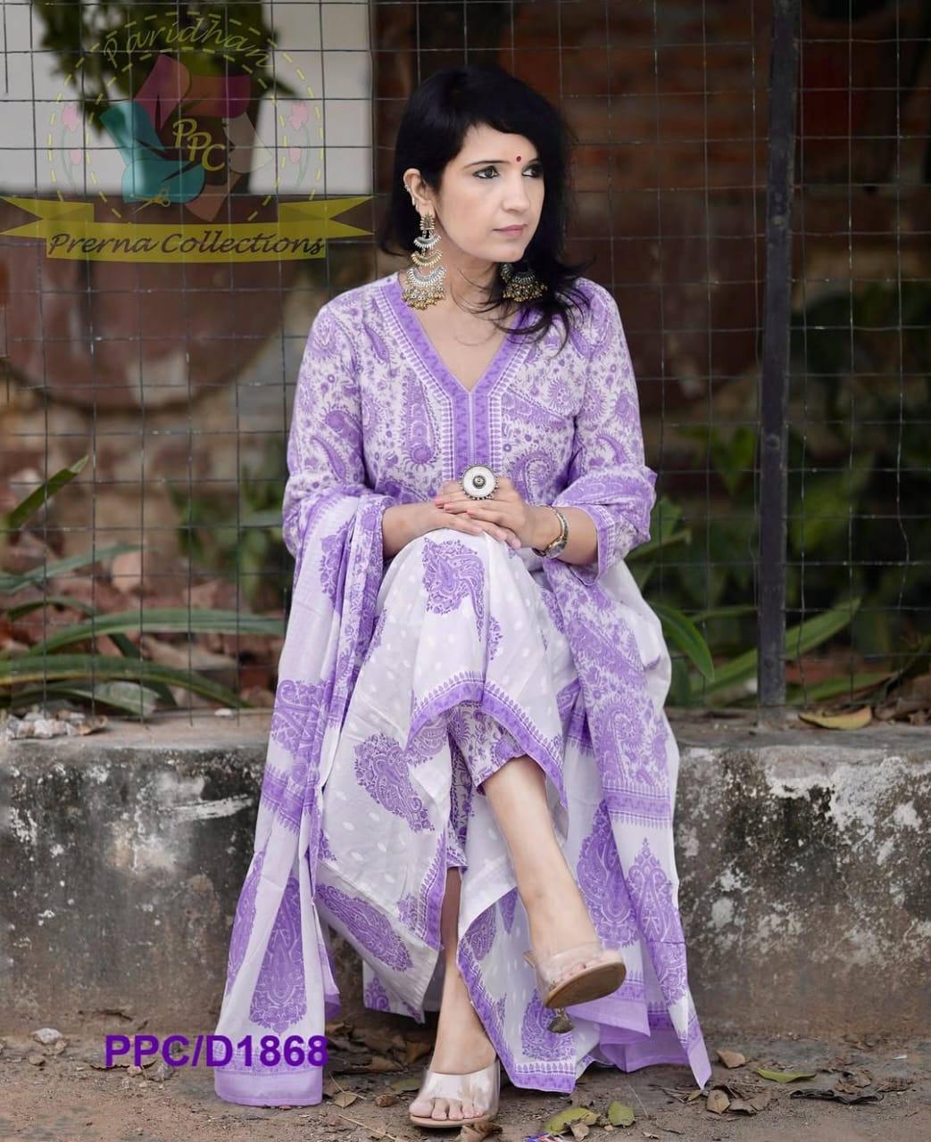 Pure Cotton Mughal Butta Anarkali Kurti