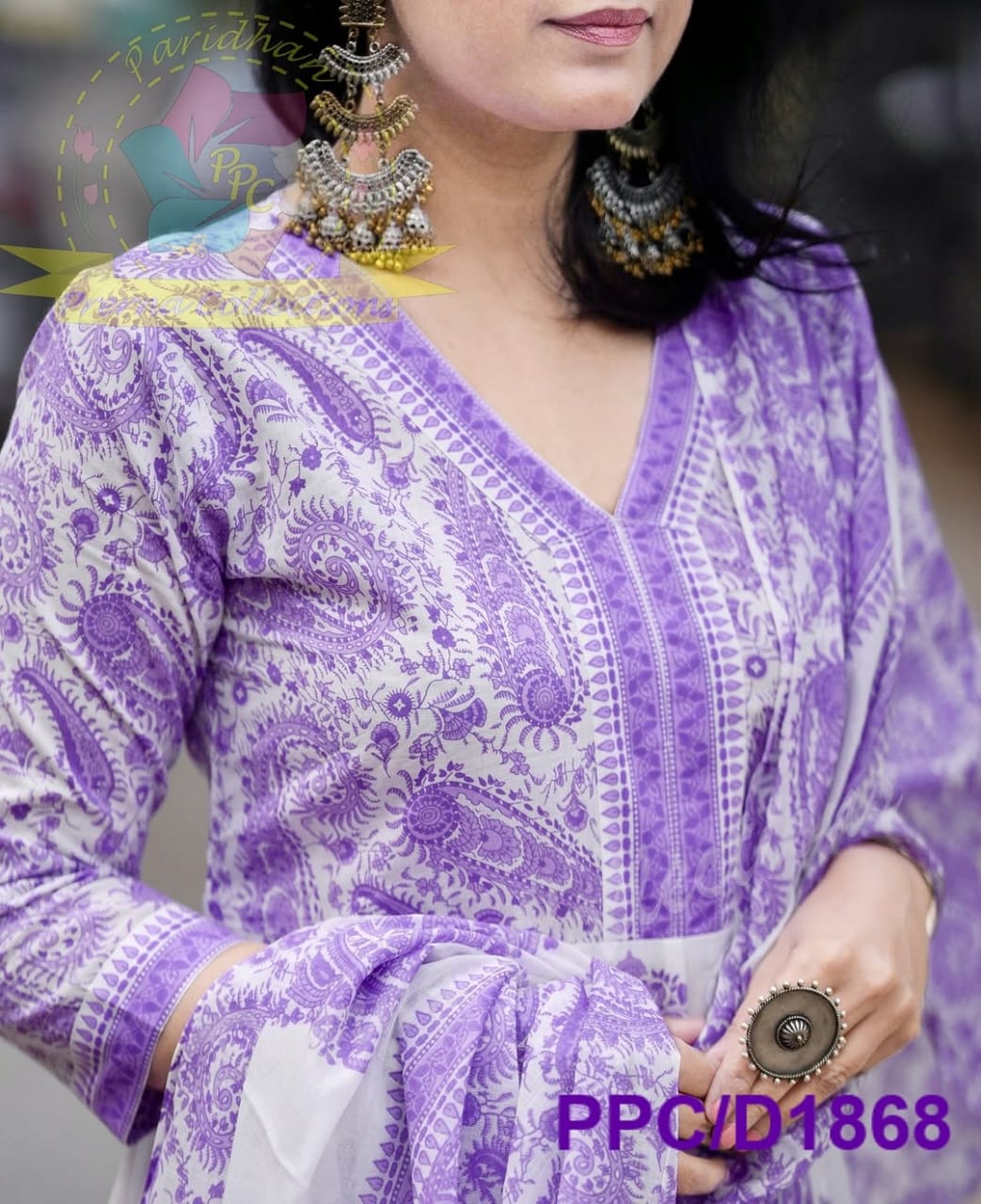 Pure Cotton Mughal Butta Anarkali Kurti