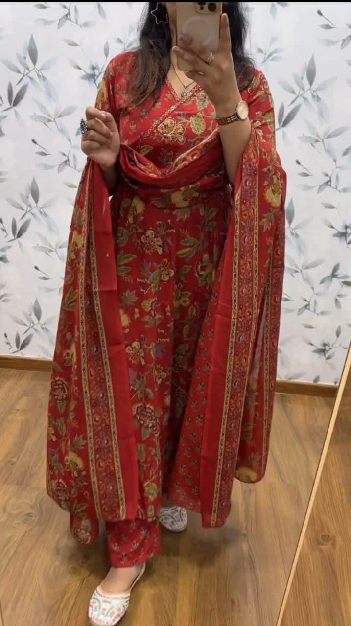 Anarkali Kurta Set with Angrakha Style with Side Dorii