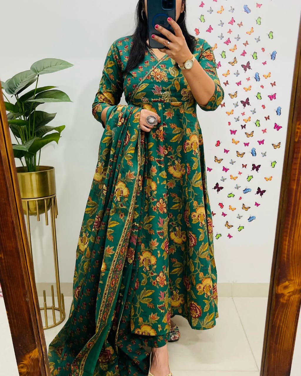Anarkali Kurta Set with Angrakha Style with Side Dorii