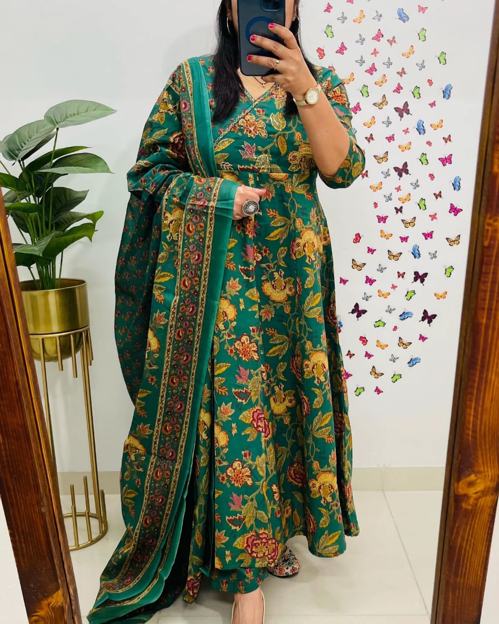Anarkali Kurta Set with Angrakha Style with Side Dorii
