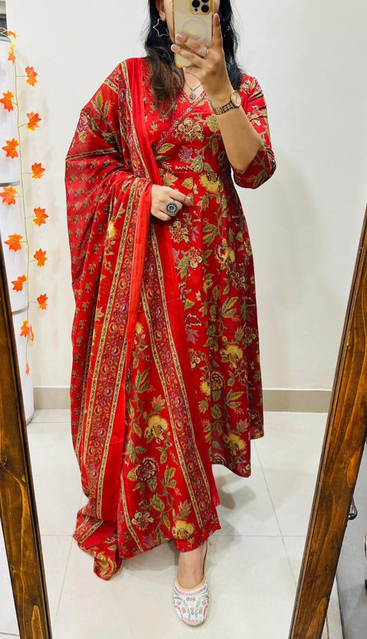 Anarkali Kurta Set with Angrakha Style with Side Dorii
