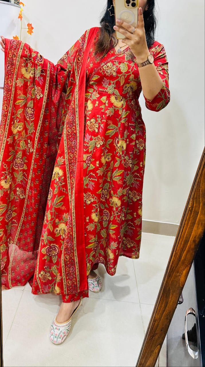 Anarkali Kurta Set with Angrakha Style with Side Dorii